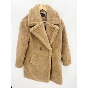 Vero Moda Scarlet Light Brown Longline Teddy Coat Women's Size X-Small XS